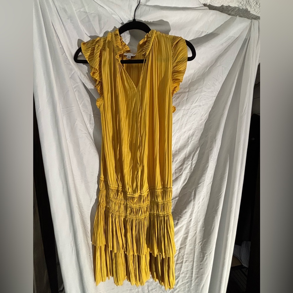 Yellow Ruffled Sleeveless Dress